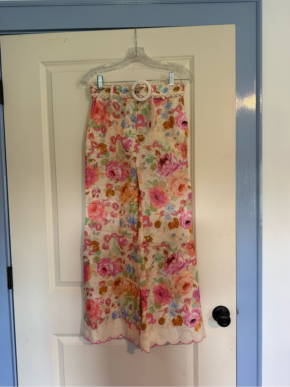 Zimmermann Womans Floral Pants in Cream, Pink and Orange